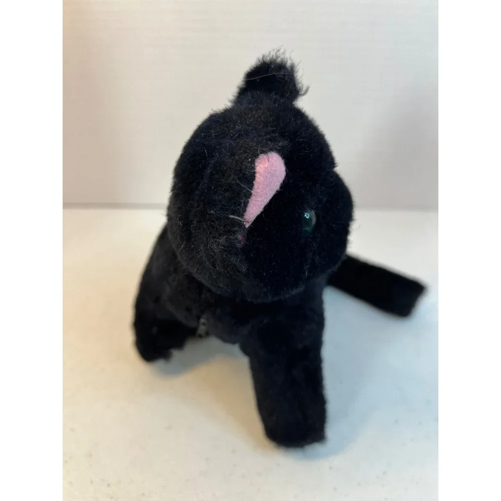 Vintage 1988 World of Smile International Black Cat Plush Zipper Pouch Korea 8